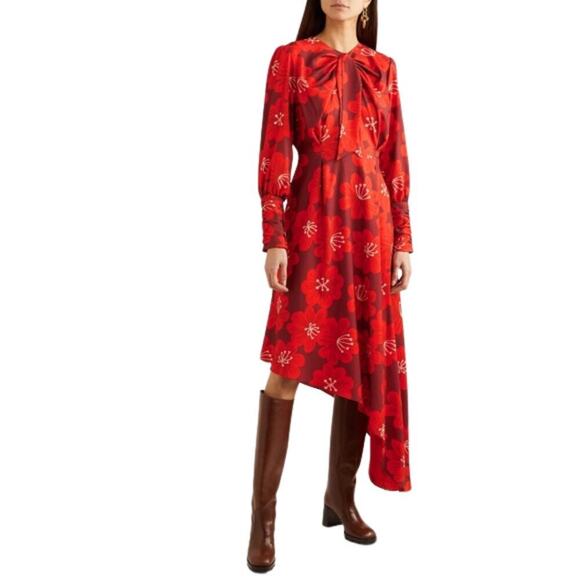 Dodo Bar Or Melody Dress Asymmetrical Midi Linda Bordo Red Size 42 NEW - Picture 1 of 9